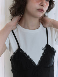 【GREEN BUTTER】SILKY LACE SLIP MINI DRESS