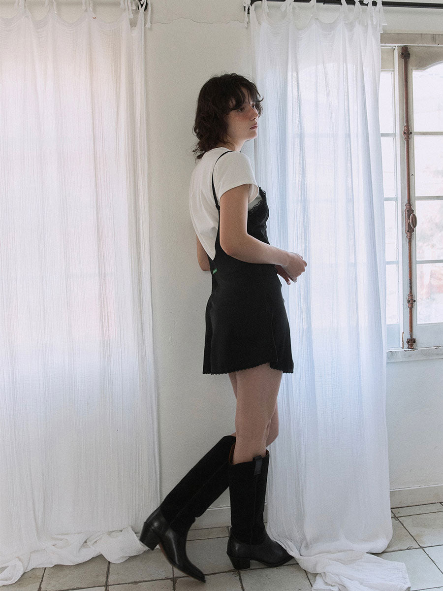 【GREEN BUTTER】SILKY LACE SLIP MINI DRESS