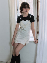 【GREEN BUTTER】SILKY LACE SLIP MINI DRESS