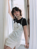 【GREEN BUTTER】SILKY LACE SLIP MINI DRESS