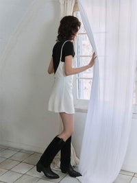 【GREEN BUTTER】SILKY LACE SLIP MINI DRESS