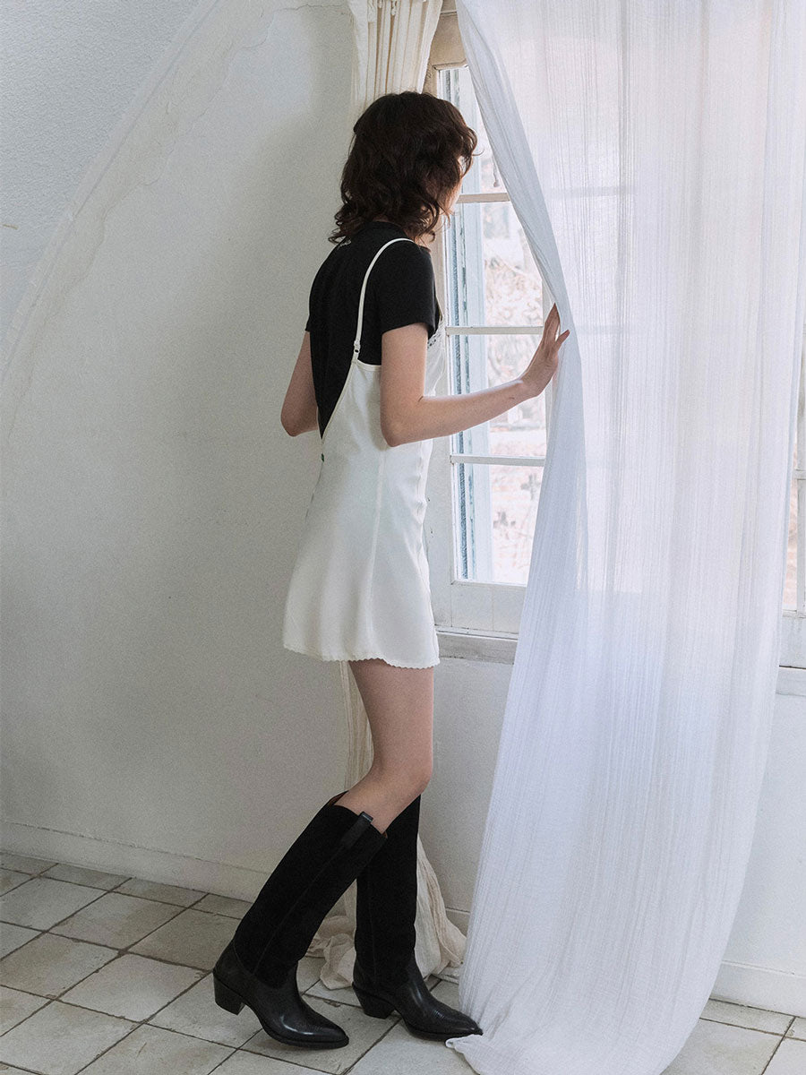 【GREEN BUTTER】SILKY LACE SLIP MINI DRESS