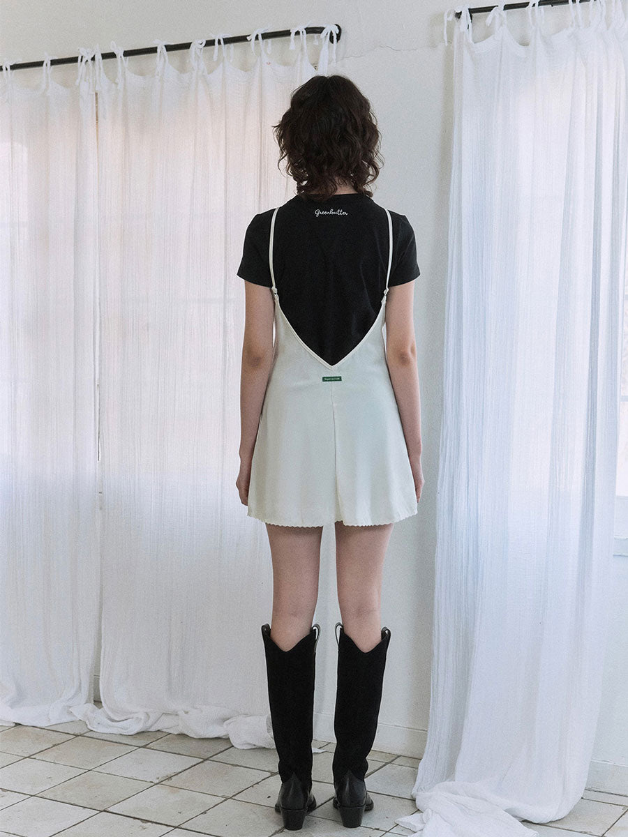 【GREEN BUTTER】SILKY LACE SLIP MINI DRESS