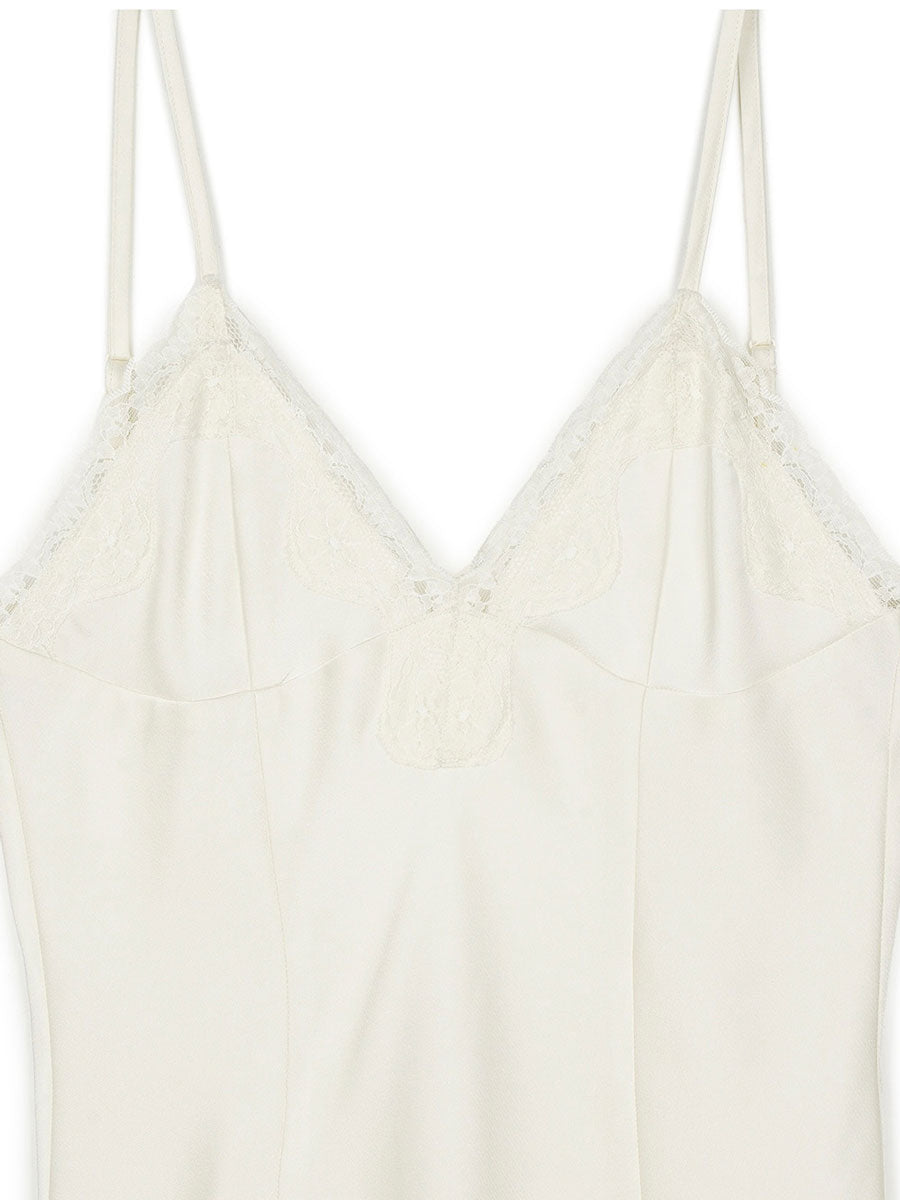 【GREEN BUTTER】SILKY LACE SLIP MINI DRESS