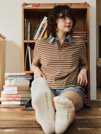 【GREEN BUTTER】STRIPE POLO TEE