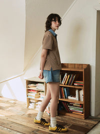 【GREEN BUTTER】STRIPE POLO TEE