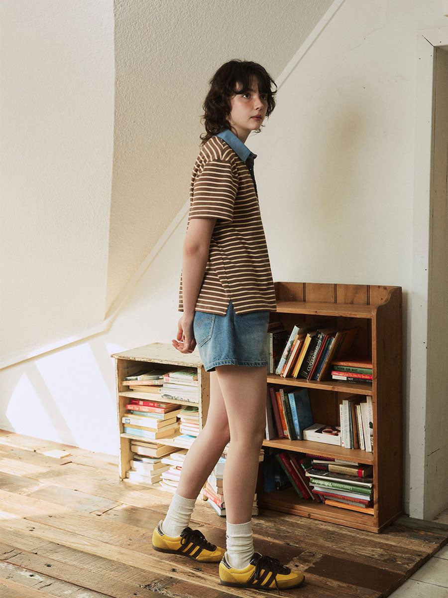 【GREEN BUTTER】STRIPE POLO TEE