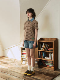 【GREEN BUTTER】STRIPE POLO TEE