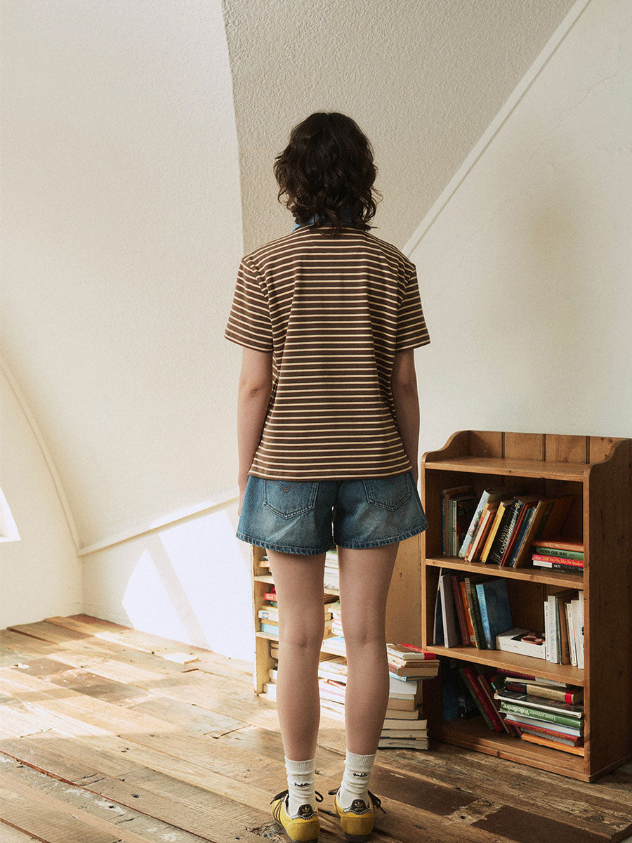 【GREEN BUTTER】STRIPE POLO TEE